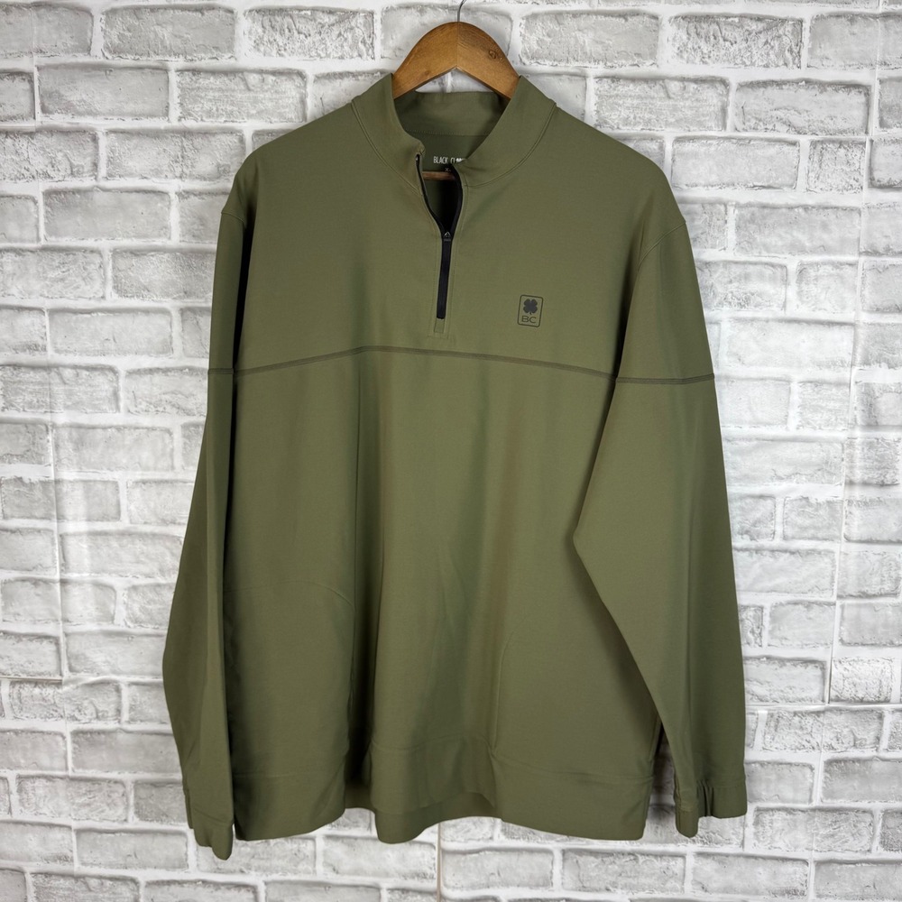 Black Clover Mens XL Live Lucky Quarter Zip Pullover Military Green Golf Jacket